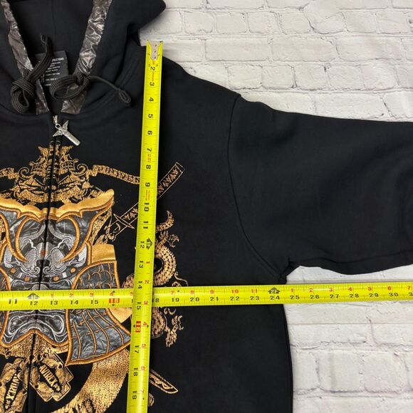 Vintage Avirex Y2K Gold Samurai Dragon Hoodie Sweatshirt Size XXL 2XL D050 -29 - Picture 3 of 16